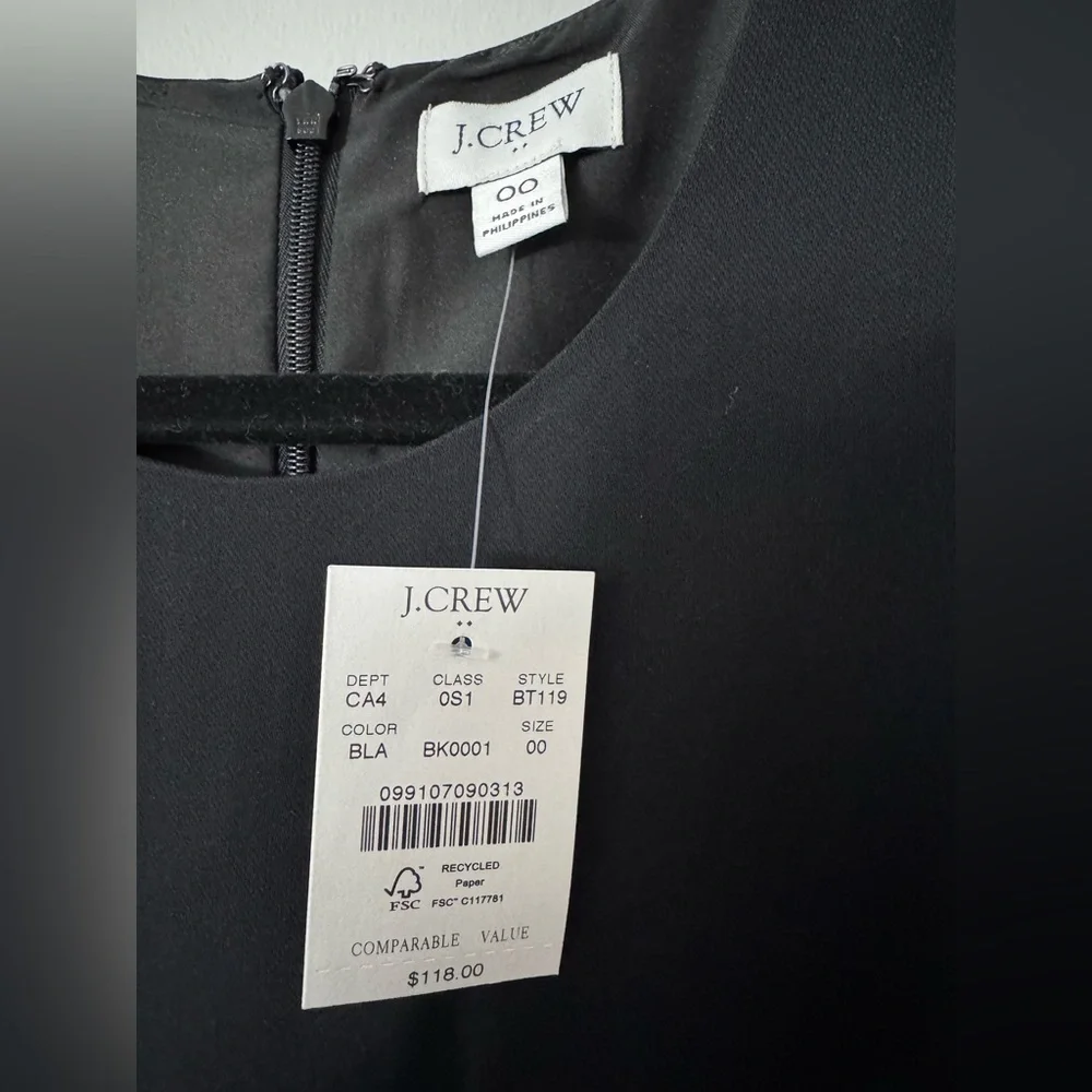 J. Crew Black Short-Sleeve Belted Sheath Dress